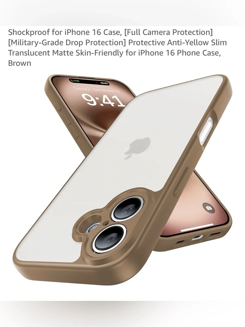 Translucent Matte Brown iPhone 16 Case with Protective Bumpers NEW